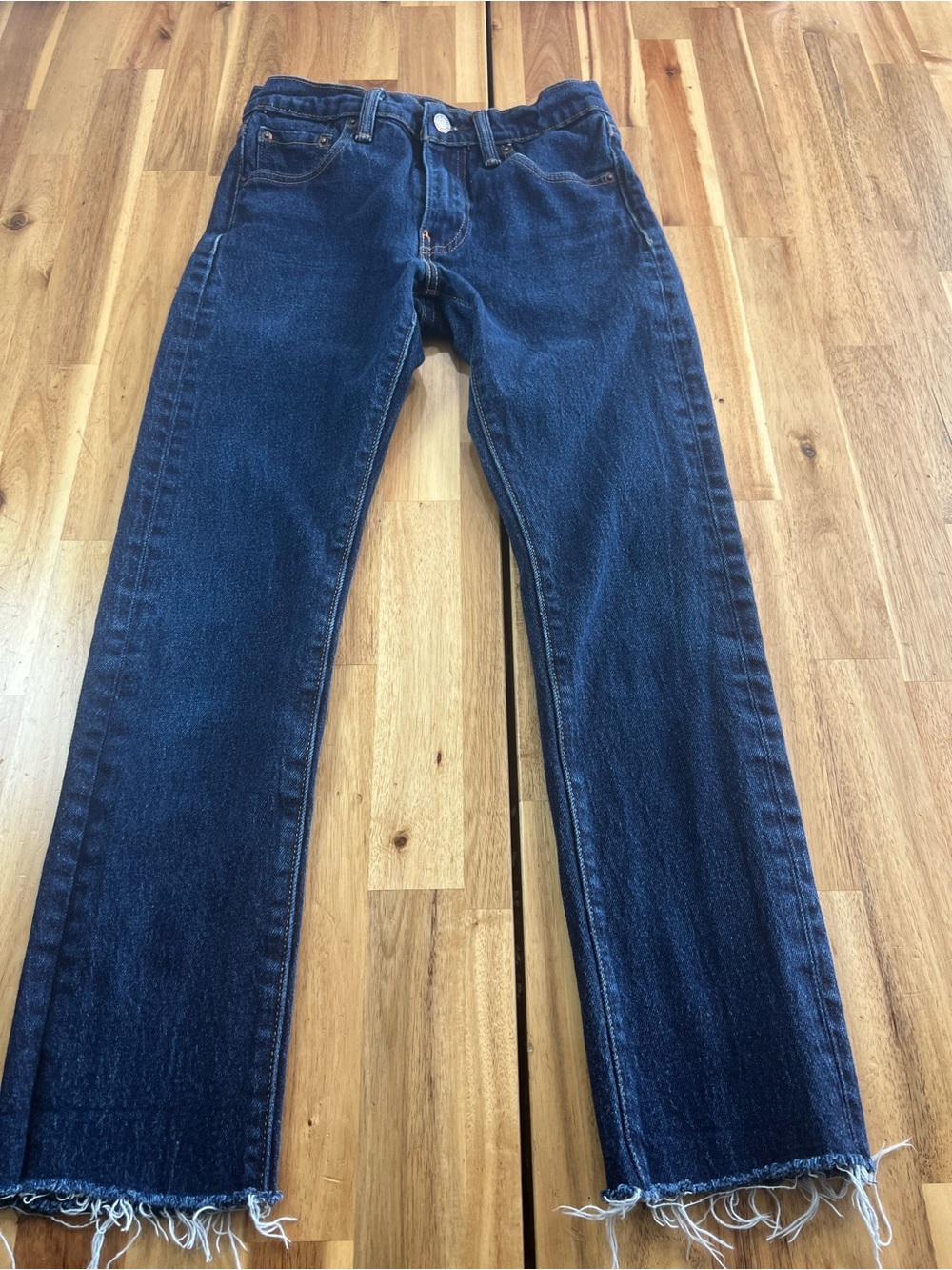 Levi’s 505C Cropped Straight Leg Jeans Women’s W25 Raw Hem Dark Wash